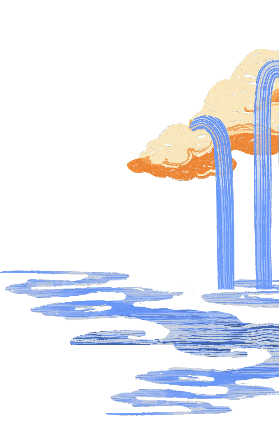 Wolken, Wasserfall und Wasseroberfläche – Hintergrund